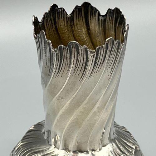 ART NOUVEAU SILVER PLATED FOLIATE EMBOSSED BUD VASE - ADDITIONAL PHOTO 2