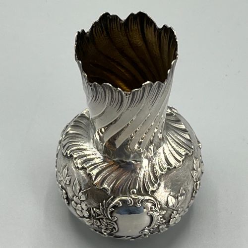 ART NOUVEAU SILVER PLATED FOLIATE EMBOSSED BUD VASE - ADDITIONAL PHOTO 14