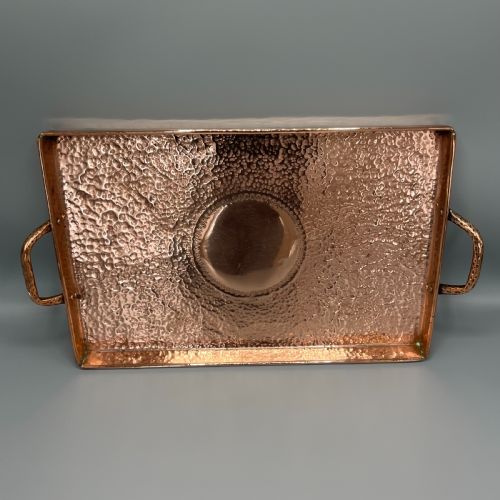 ARTS CRAFTS SOLID COPPER PLANISHED TEA TRAY WITH TWIN HANDLES - ADDITIONAL PHOTO 1