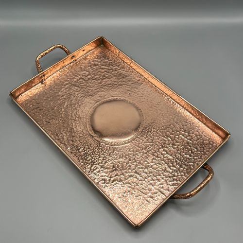ARTS CRAFTS SOLID COPPER PLANISHED TEA TRAY WITH TWIN HANDLES - ADDITIONAL PHOTO 3