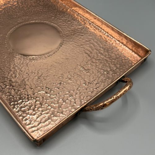 ARTS CRAFTS SOLID COPPER PLANISHED TEA TRAY WITH TWIN HANDLES - ADDITIONAL PHOTO 5