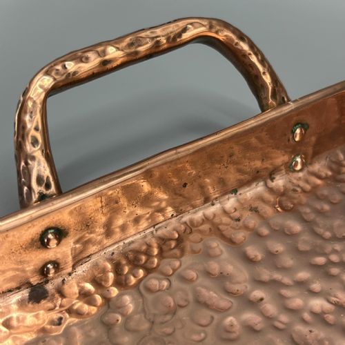 ARTS CRAFTS SOLID COPPER PLANISHED TEA TRAY WITH TWIN HANDLES - ADDITIONAL PHOTO 7