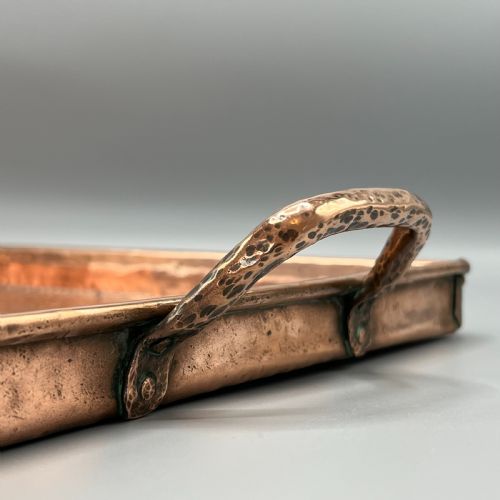 ARTS CRAFTS SOLID COPPER PLANISHED TEA TRAY WITH TWIN HANDLES - ADDITIONAL PHOTO 14