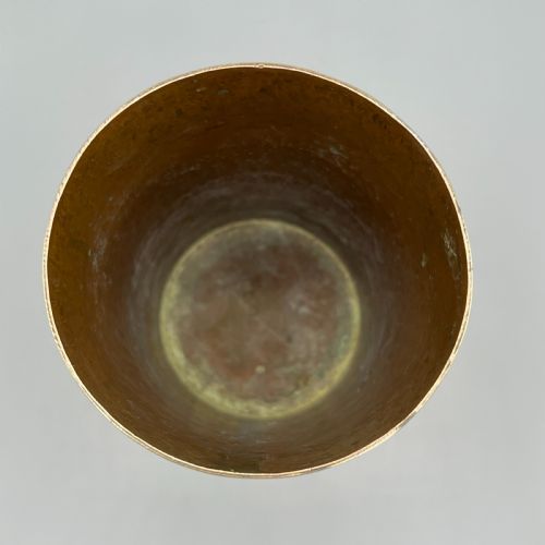 LARGE ARTS CRAFTS COPPER BRASS CYLINDRICAL PLANISHED VASE - ADDITIONAL PHOTO 13