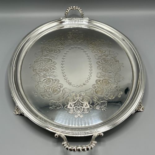 LARGE QUALITY VICTORIAN SILVER PLATED OVAL SERVING TRAY - ADDITIONAL PHOTO 2