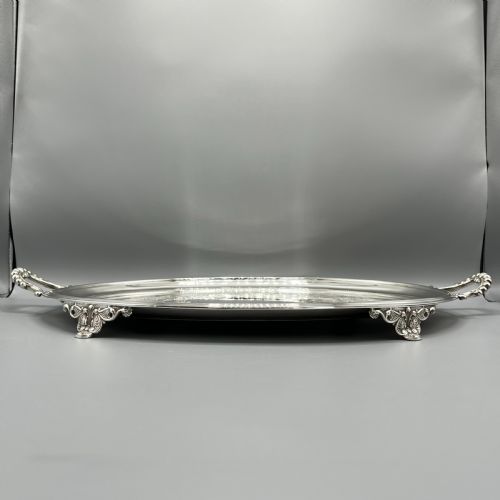 LARGE QUALITY VICTORIAN SILVER PLATED OVAL SERVING TRAY - ADDITIONAL PHOTO 9