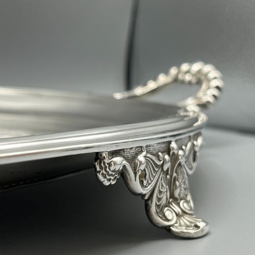 LARGE QUALITY VICTORIAN SILVER PLATED OVAL SERVING TRAY - ADDITIONAL PHOTO 11