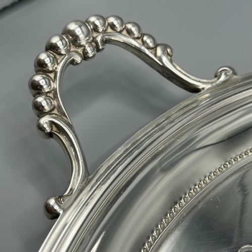 LARGE QUALITY VICTORIAN SILVER PLATED OVAL SERVING TRAY - ADDITIONAL PHOTO 15