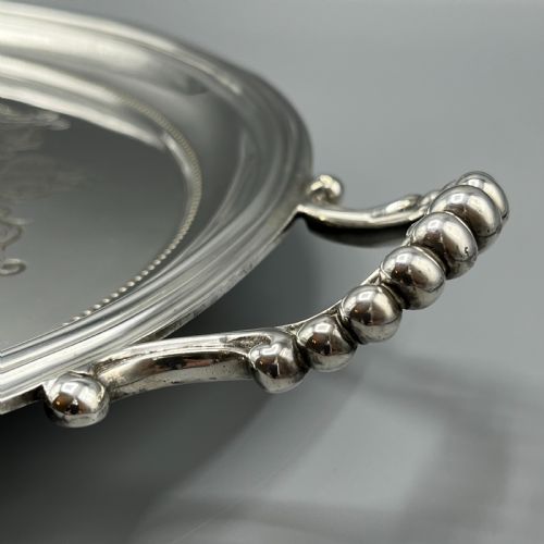 LARGE QUALITY VICTORIAN SILVER PLATED OVAL SERVING TRAY - ADDITIONAL PHOTO 16
