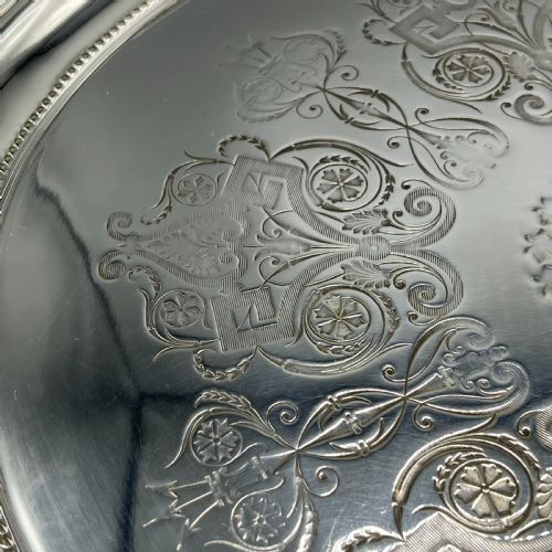 LARGE QUALITY VICTORIAN SILVER PLATED OVAL SERVING TRAY - ADDITIONAL PHOTO 17