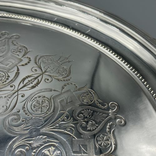LARGE QUALITY VICTORIAN SILVER PLATED OVAL SERVING TRAY - ADDITIONAL PHOTO 19
