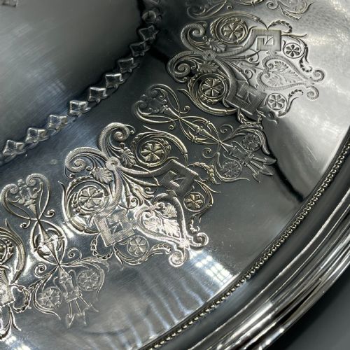 LARGE QUALITY VICTORIAN SILVER PLATED OVAL SERVING TRAY - ADDITIONAL PHOTO 20