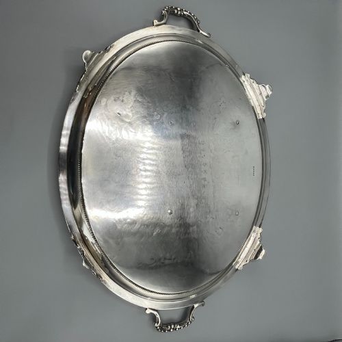 LARGE QUALITY VICTORIAN SILVER PLATED OVAL SERVING TRAY - ADDITIONAL PHOTO 21
