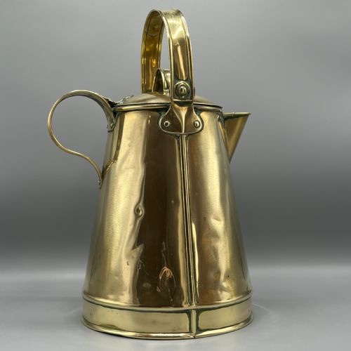 LARGE ANTIQUE VICTORIAN BRASS WATER JUG CARRIER CAN BY HENRY LOVERIDGE - ADDITIONAL PHOTO 1