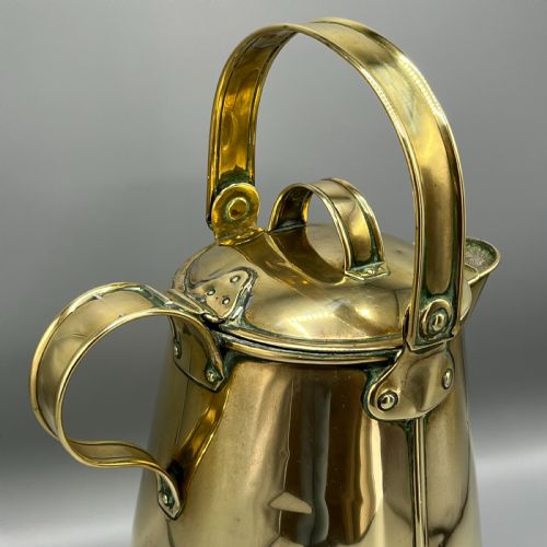 LARGE ANTIQUE VICTORIAN BRASS WATER JUG CARRIER CAN BY HENRY LOVERIDGE - ADDITIONAL PHOTO 3