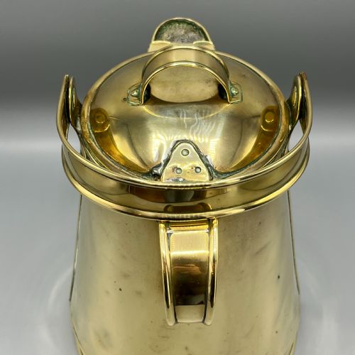 LARGE ANTIQUE VICTORIAN BRASS WATER JUG CARRIER CAN BY HENRY LOVERIDGE - ADDITIONAL PHOTO 7
