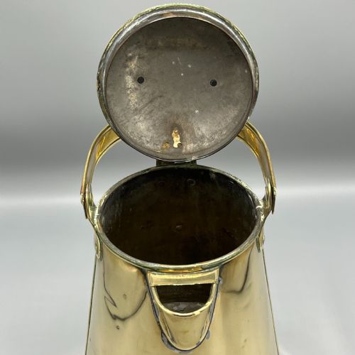 LARGE ANTIQUE VICTORIAN BRASS WATER JUG CARRIER CAN BY HENRY LOVERIDGE - ADDITIONAL PHOTO 12