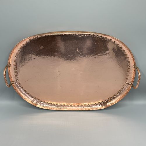 LARGE ARTS CRAFTS SOLID COPPER SERVING TRAY WITH TWIN HANDLES - ADDITIONAL PHOTO 3