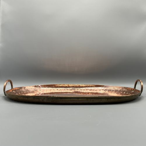 LARGE ARTS CRAFTS SOLID COPPER SERVING TRAY WITH TWIN HANDLES - ADDITIONAL PHOTO 6