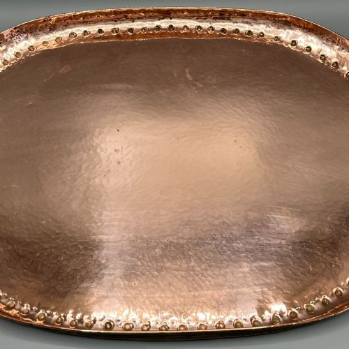 LARGE ARTS CRAFTS SOLID COPPER SERVING TRAY WITH TWIN HANDLES - ADDITIONAL PHOTO 8