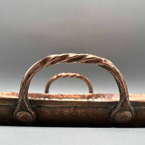 LARGE ARTS CRAFTS SOLID COPPER SERVING TRAY WITH TWIN HANDLES - ADDITIONAL PHOTO 13