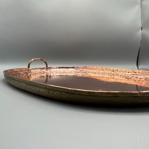 LARGE ARTS CRAFTS SOLID COPPER SERVING TRAY WITH TWIN HANDLES - ADDITIONAL PHOTO 15