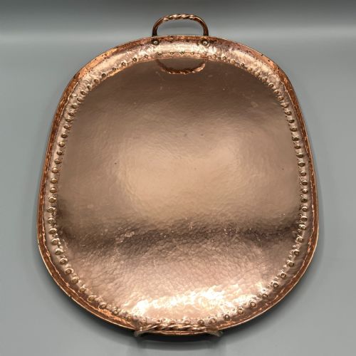LARGE ARTS CRAFTS SOLID COPPER SERVING TRAY WITH TWIN HANDLES - ADDITIONAL PHOTO 16