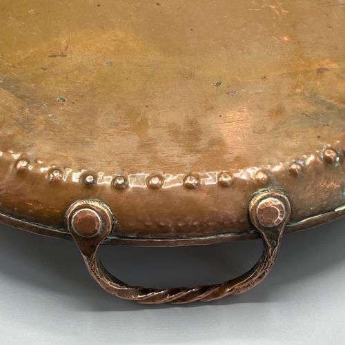 LARGE ARTS CRAFTS SOLID COPPER SERVING TRAY WITH TWIN HANDLES - ADDITIONAL PHOTO 18