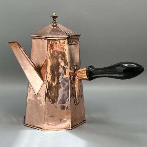 ART DECO OCTAGONAL SOLID COPPER COFFEE CHOCOLATE POT - ADDITIONAL PHOTO 1