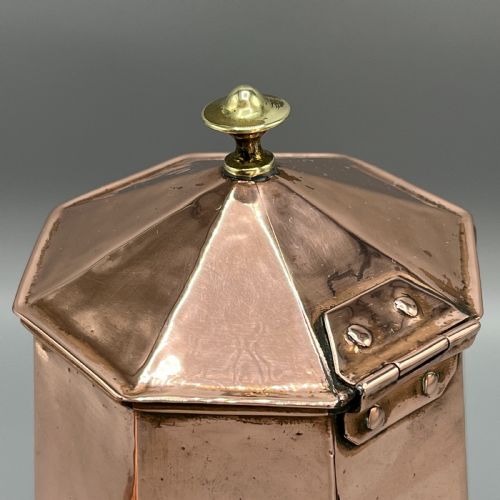 ART DECO OCTAGONAL SOLID COPPER COFFEE CHOCOLATE POT - ADDITIONAL PHOTO 2
