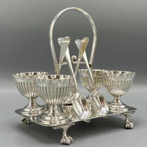LATE VICTORIAN SHEFFIELD SILVER PLATED EGG CRUET SET - ADDITIONAL PHOTO 2