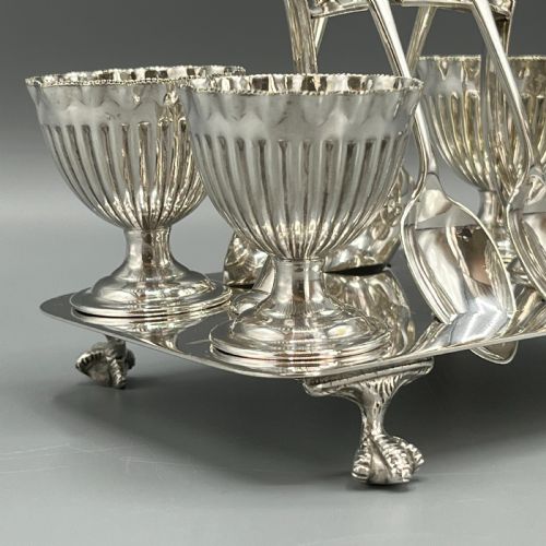 LATE VICTORIAN SHEFFIELD SILVER PLATED EGG CRUET SET - ADDITIONAL PHOTO 3