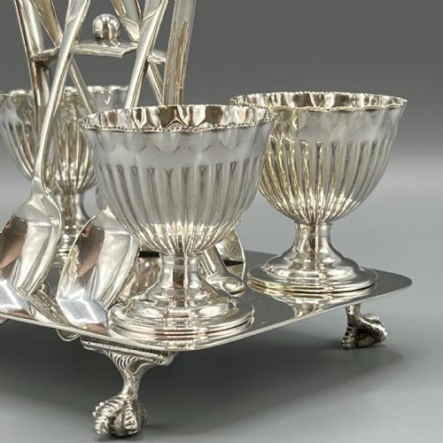 LATE VICTORIAN SHEFFIELD SILVER PLATED EGG CRUET SET - ADDITIONAL PHOTO 4