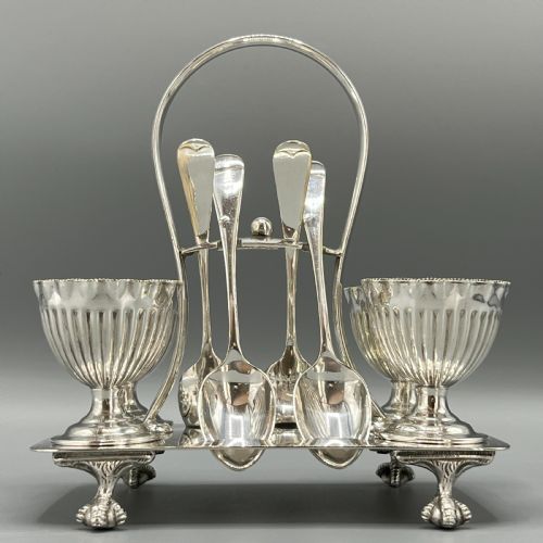 LATE VICTORIAN SHEFFIELD SILVER PLATED EGG CRUET SET - ADDITIONAL PHOTO 5