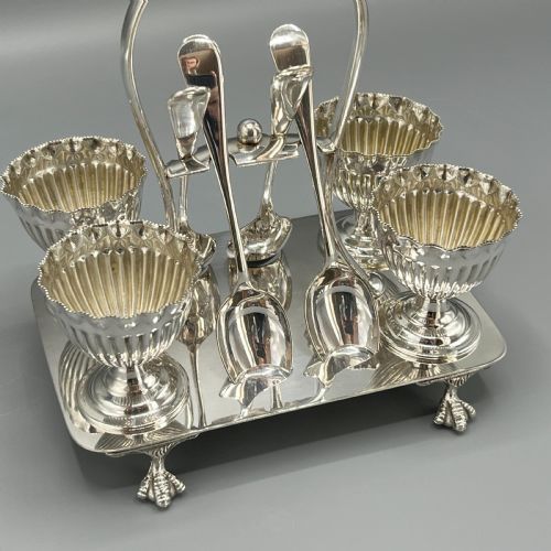 LATE VICTORIAN SHEFFIELD SILVER PLATED EGG CRUET SET - ADDITIONAL PHOTO 7