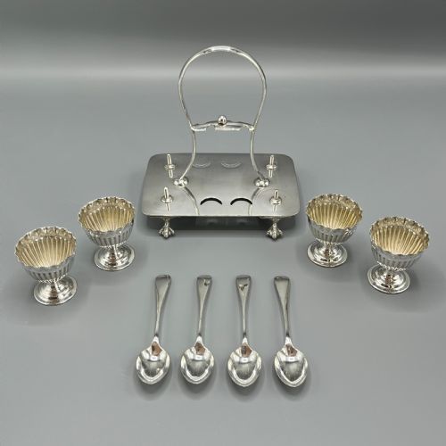 LATE VICTORIAN SHEFFIELD SILVER PLATED EGG CRUET SET - ADDITIONAL PHOTO 12