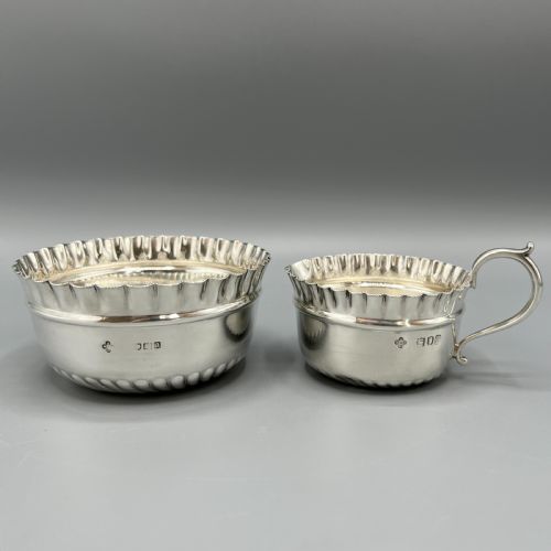 victorian solid sterling silver cream jug sugar bowl set - CATEGORY: ANTIQUE SILVER - DATED 1890