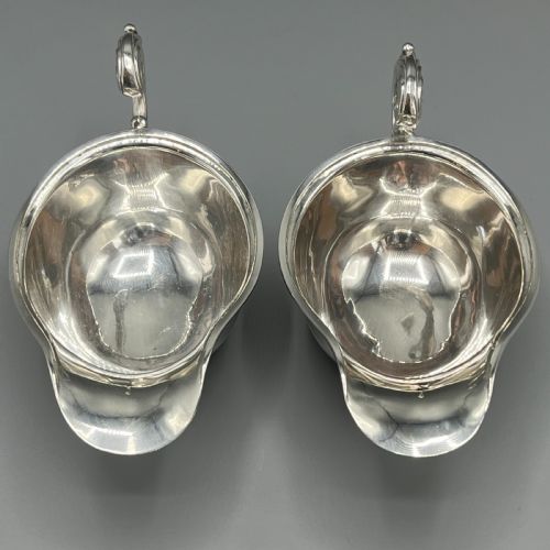 PAIR ART DECO PERIOD SOLID STERLING SILVER SAUCE BOATS - ADDITIONAL PHOTO 7