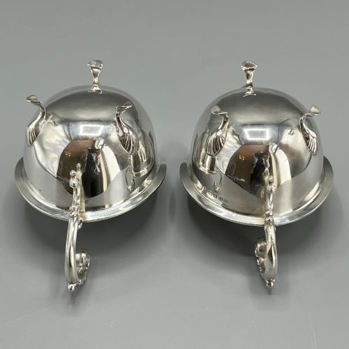 PAIR ART DECO PERIOD SOLID STERLING SILVER SAUCE BOATS - ADDITIONAL PHOTO 11