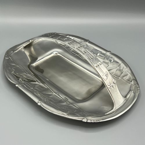 LIBERTY CO TUDRIC ART NOUVEAU PEWTER CAKE BASKET CENTREPIECE 0357 - ADDITIONAL PHOTO 1