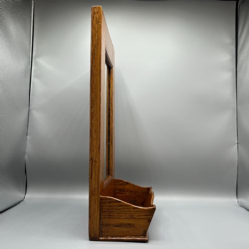 ARTS CRAFTS SOLID OAK HALL WALL MIRROR WITH CANDLE BOX - ADDITIONAL PHOTO 6
