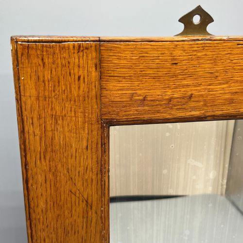 ARTS CRAFTS SOLID OAK HALL WALL MIRROR WITH CANDLE BOX - ADDITIONAL PHOTO 11