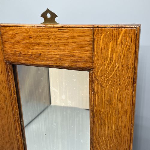 ARTS CRAFTS SOLID OAK HALL WALL MIRROR WITH CANDLE BOX - ADDITIONAL PHOTO 12