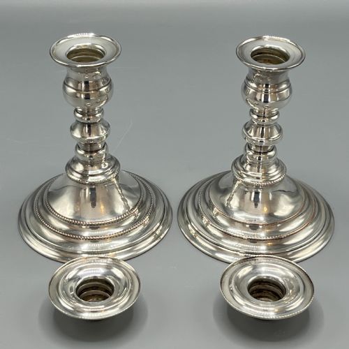 PAIR QUALITY ART DECO SHEFFIELD SILVER PLATED CANDLESTICKS - ADDITIONAL PHOTO 3