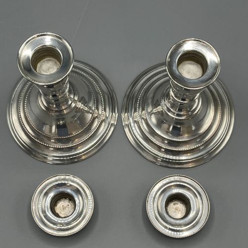 PAIR QUALITY ART DECO SHEFFIELD SILVER PLATED CANDLESTICKS - ADDITIONAL PHOTO 4