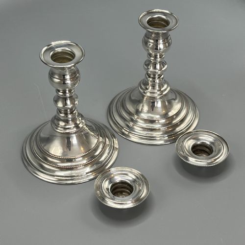 PAIR QUALITY ART DECO SHEFFIELD SILVER PLATED CANDLESTICKS - ADDITIONAL PHOTO 5