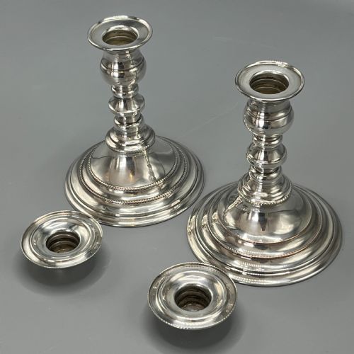 PAIR QUALITY ART DECO SHEFFIELD SILVER PLATED CANDLESTICKS - ADDITIONAL PHOTO 6