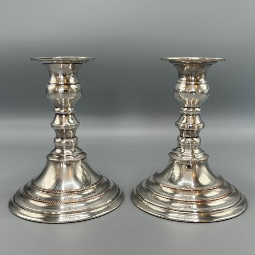 PAIR QUALITY ART DECO SHEFFIELD SILVER PLATED CANDLESTICKS - ADDITIONAL PHOTO 8