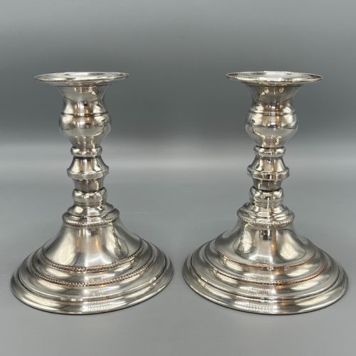PAIR QUALITY ART DECO SHEFFIELD SILVER PLATED CANDLESTICKS - ADDITIONAL PHOTO 9