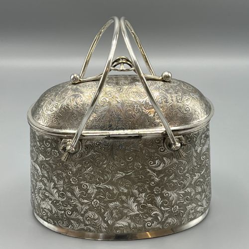VICTORIAN ENGLISH SILVER PLATED BISCUIT BOX 1879 BY DEYKIN SONS - ADDITIONAL PHOTO 7